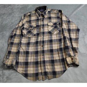 Vintage 911 Sportswear Mens Medium Multicolor Plaid Button Up Roll Tab Sleeve